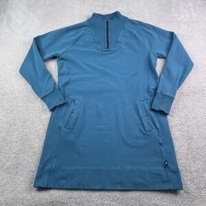 American Giant Moto Dress Womens XL Blue French Terry Mock Neck Quarter Zip